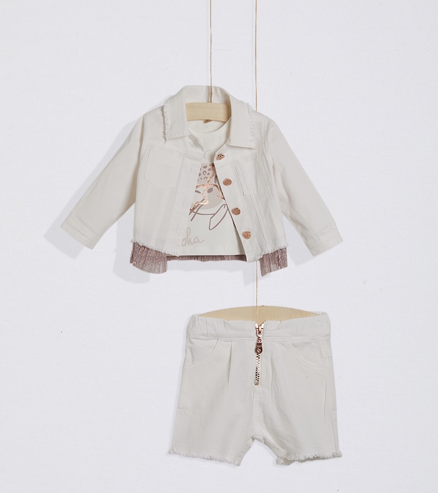 Beli trodelni komplet