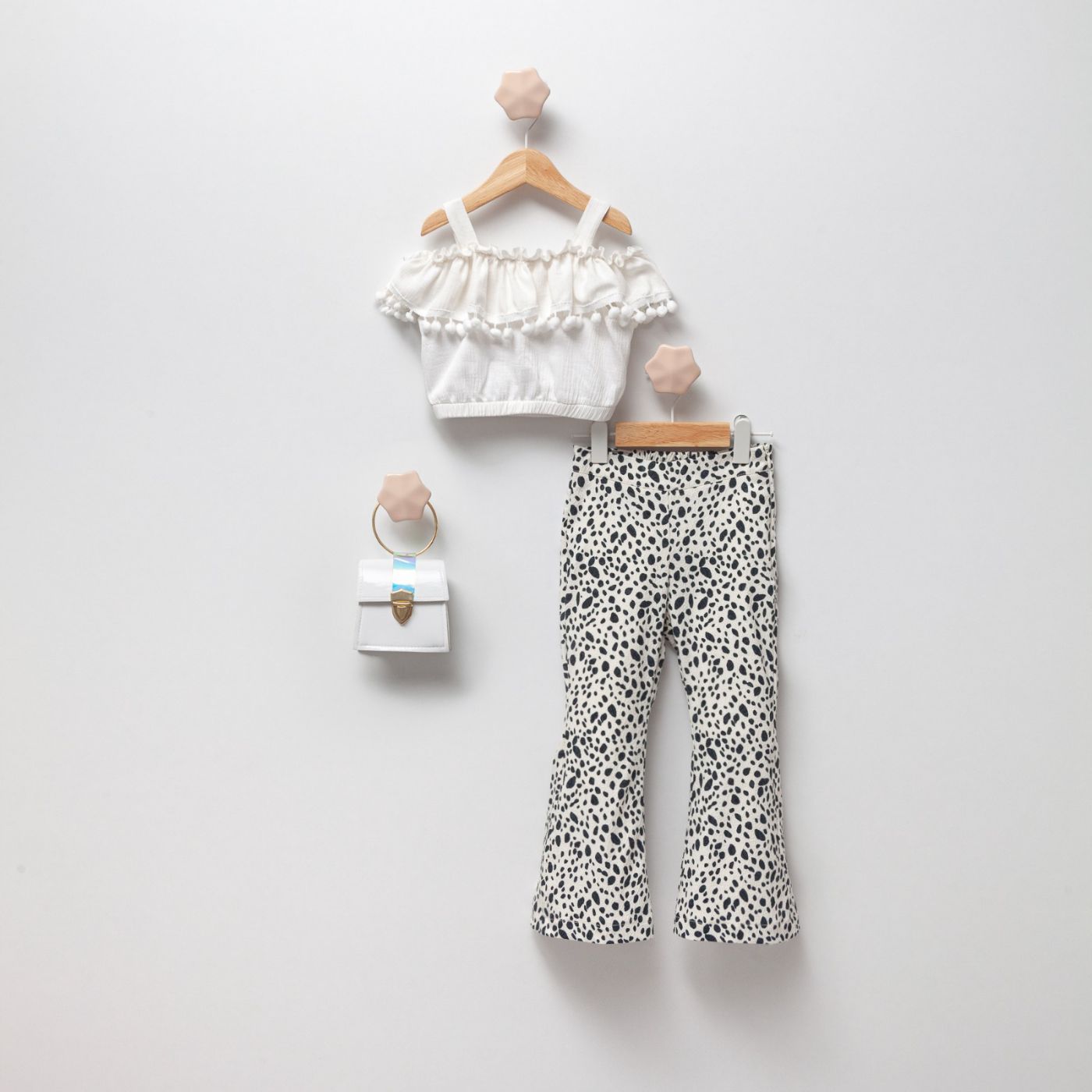 Crno beli komplet sa torbicom