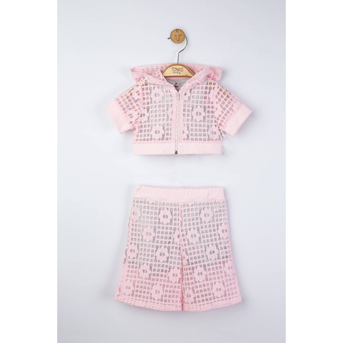 Kompletić roze končani top i bermude, 3pcs