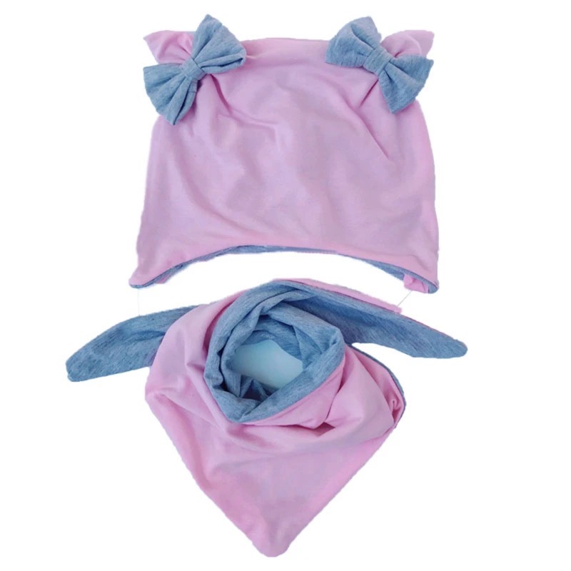 Roze pamučna kapica i šal